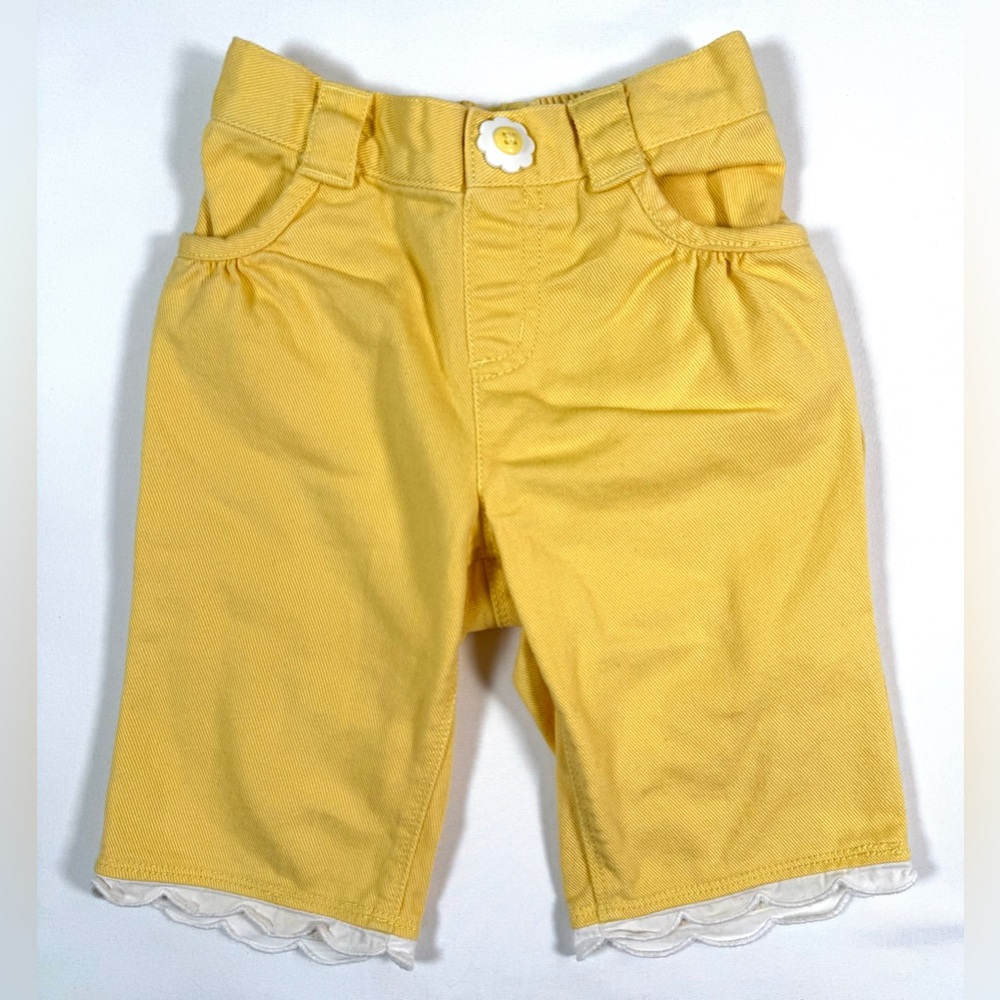 GYMBOREE Girls Bright Idea Daisy Scallop Shorts 18-24M Spring Yellow Cottagecore